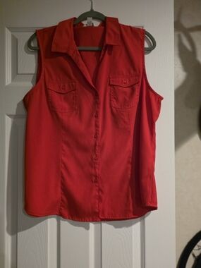 Cato Sleeveless Red Button-Down Shirt